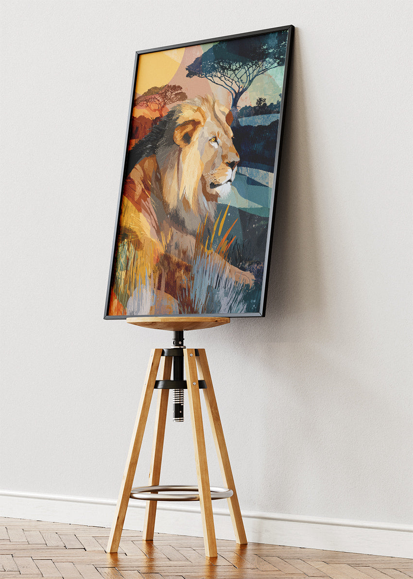 African Lion Savannah Canvas & Poster Print – AI PRINT LAB