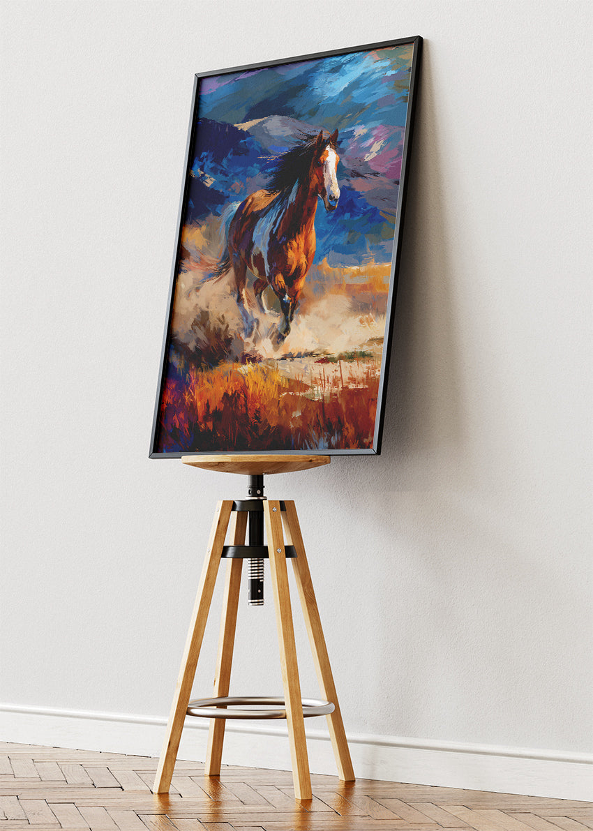 Wild Running Horse Mountain Canvas & Poster Print – AI PRINT LAB