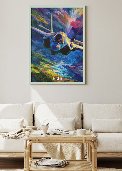 F-35 Lightning II Poster & Canvas Print – Vibrant Stealth Jet Wall Art