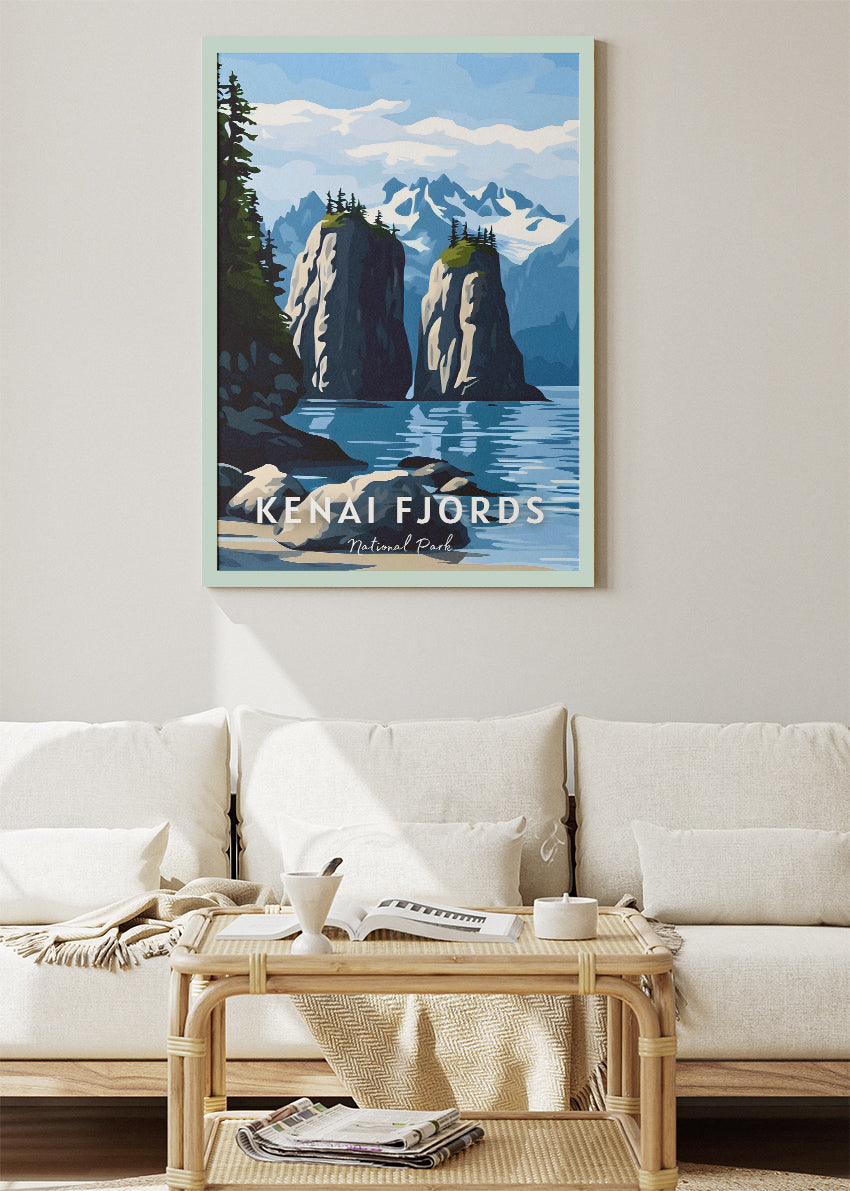 Kenai Fjords National Park Poster & Canvas Print – Alaska Coastal Fjord Landscape Wall Art