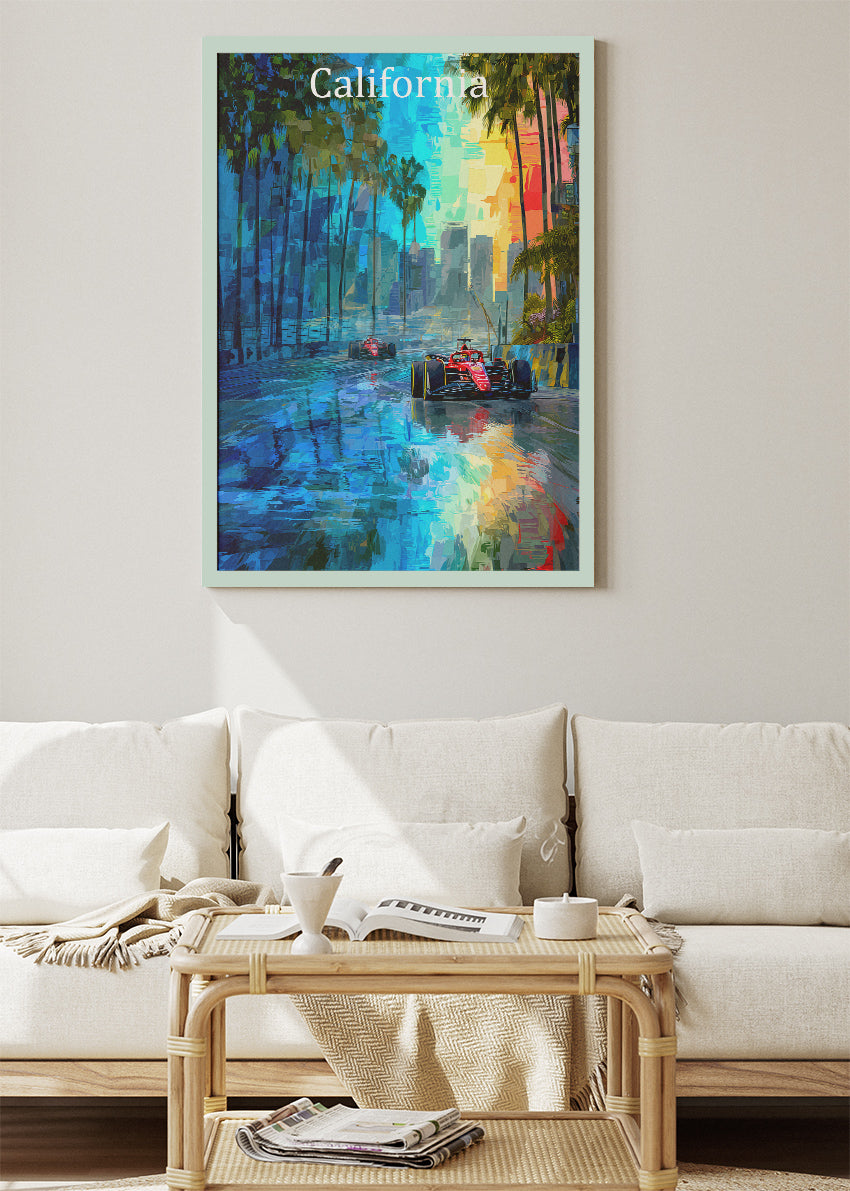 California Formula One Urban Street Circuit Poster & Canvas | Cinematic Motorsport Wall Art