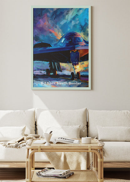 B-2 Spirit Stealth Bomber Canvas Print – Vibrant Military Aviation Art