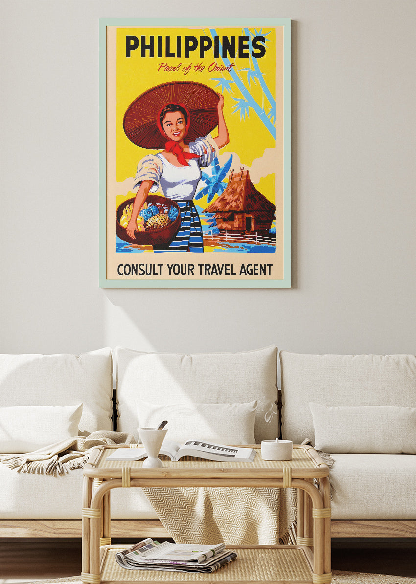 Philippines Vintage Poster & Canvas Print – Retro Pearl of the Orient Travel Art