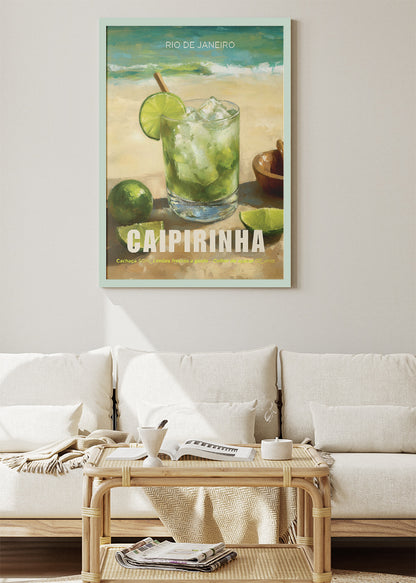 Caipirinha Cocktail Poster & Canvas Print | Rio de Janeiro Beach Bar Wall Art