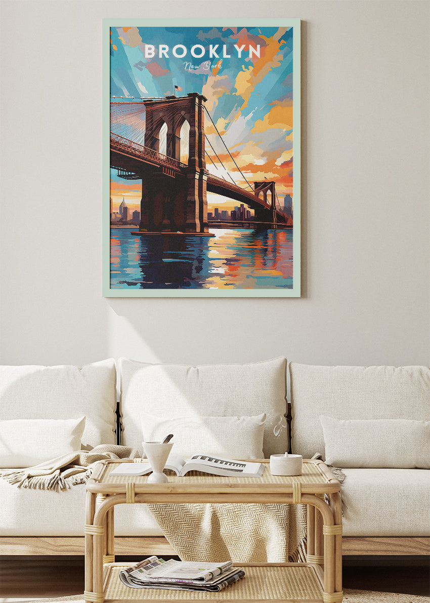 Brooklyn New York Poster & Canvas Print – Vibrant Skyline Wall Art