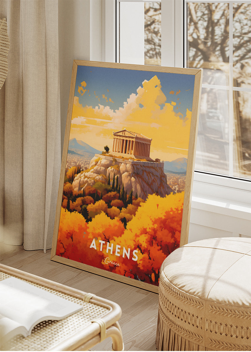 Athens Greece Poster & Canvas Print – Vintage Acropolis Autumn Art