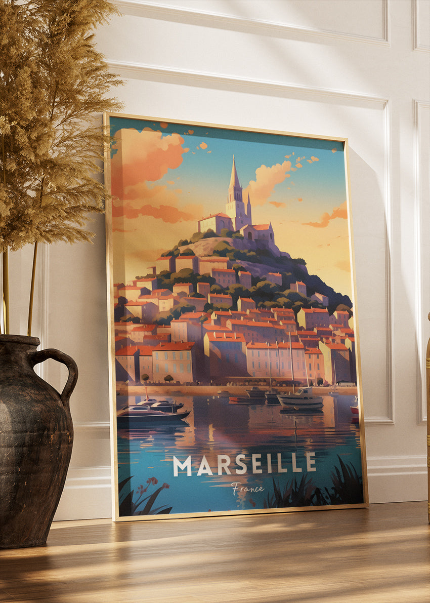 Marseille France Poster & Canvas Print – Vintage Coastal Cityscape Art