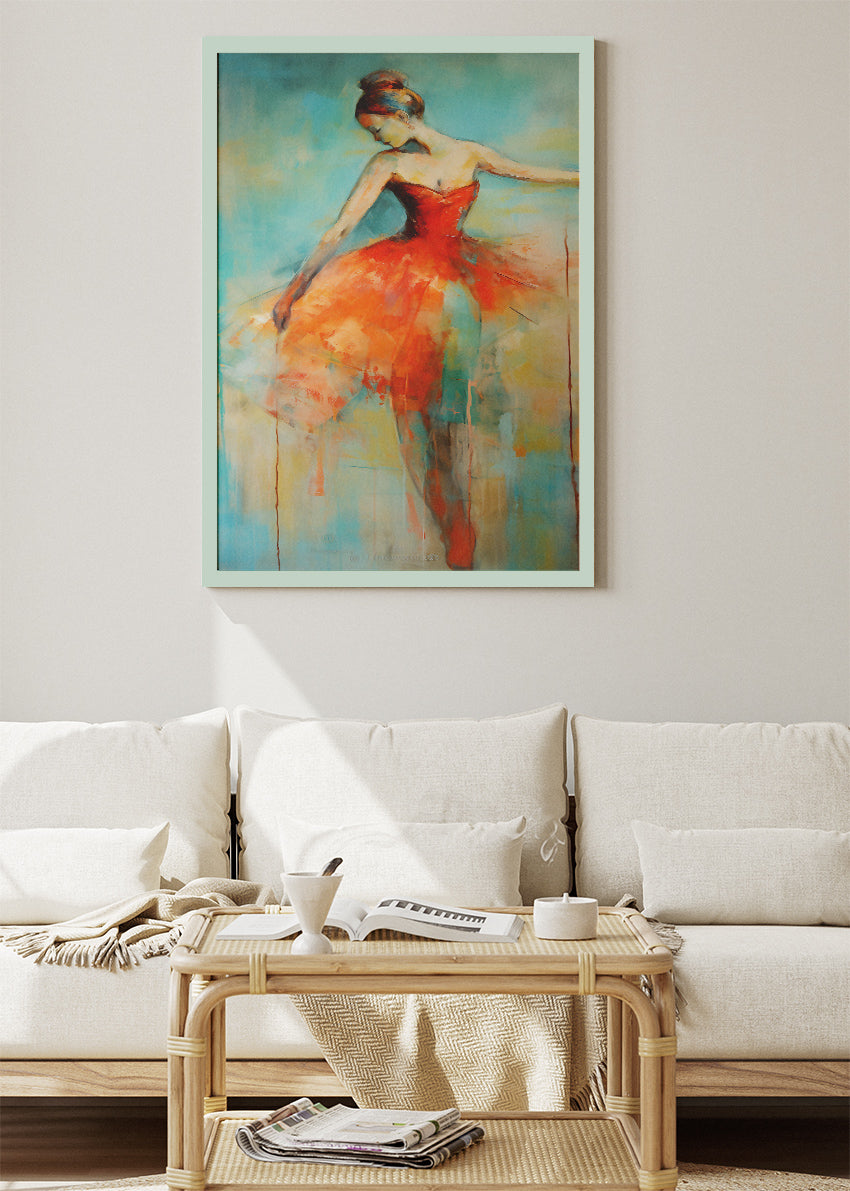 Abstract Ballerina in Red Dress Canvas & Poster Print – AI PRINT LAB