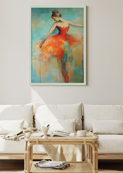 Abstract Ballerina in Red Dress Canvas & Poster Print – AI PRINT LAB
