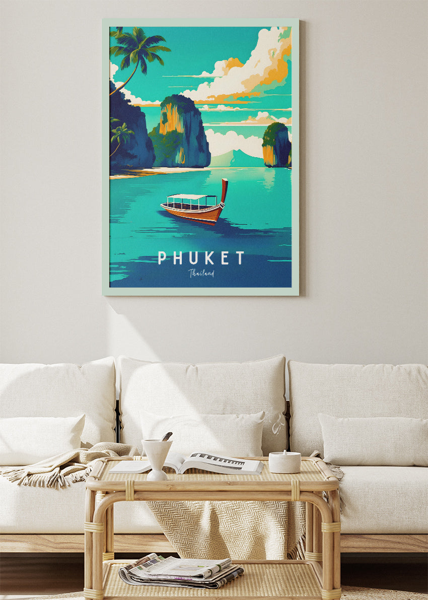 Phuket Thailand Poster & Canvas Print – Vintage Tropical Paradise Travel Art