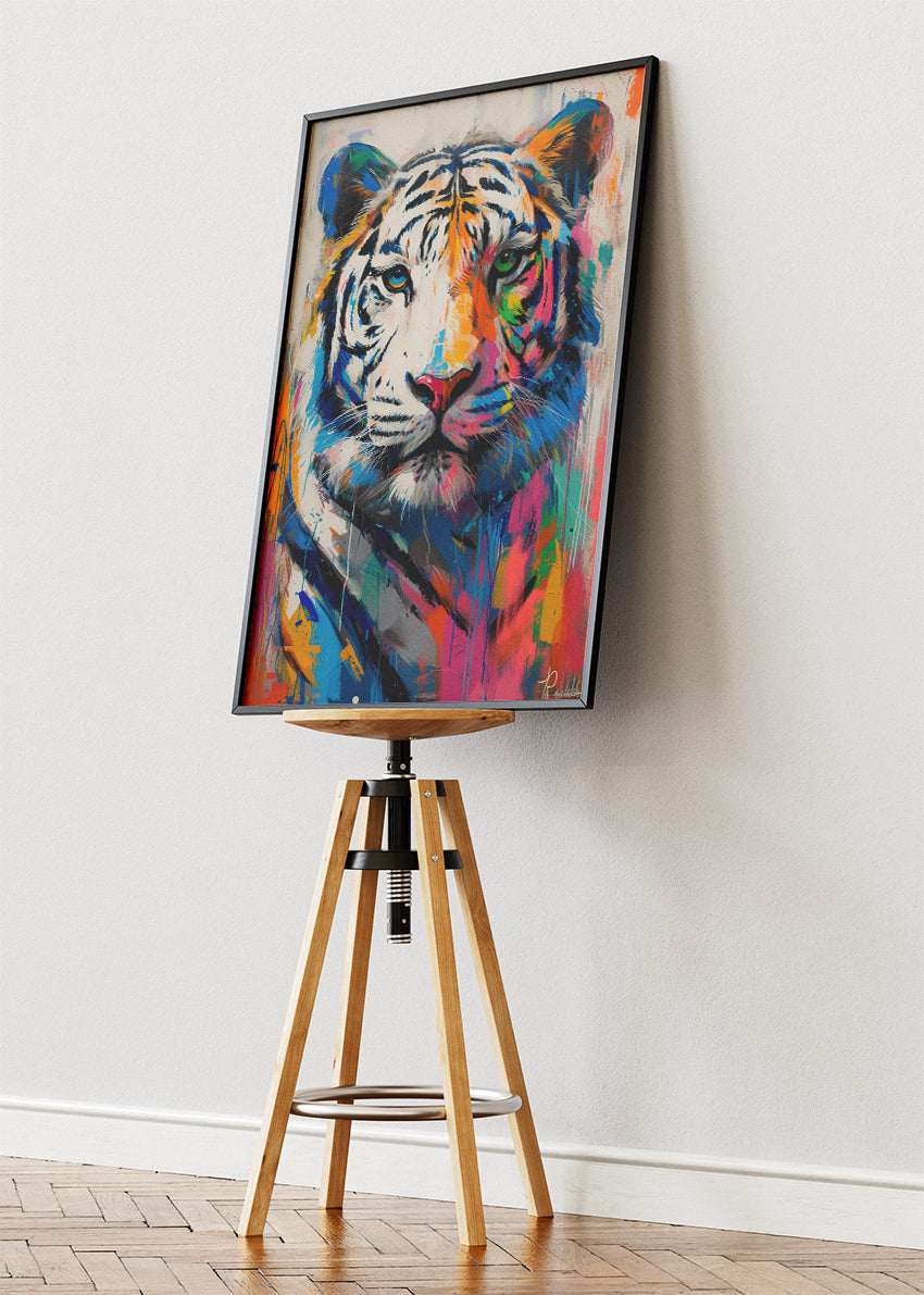 Colorful White Tiger Pop Art Canvas & Poster Print – AI PRINT LAB