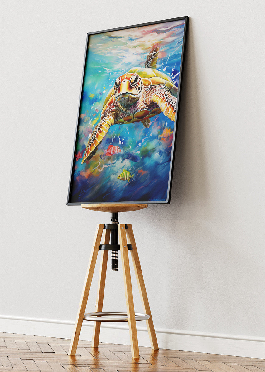 Colorful Sea Turtle Ocean Canvas & Poster Print – AI PRINT LAB
