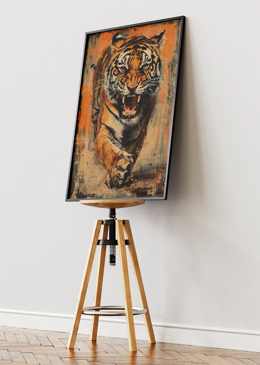 Roaring Tiger Vintage Grunge Canvas & Poster Print – AI PRINT LAB