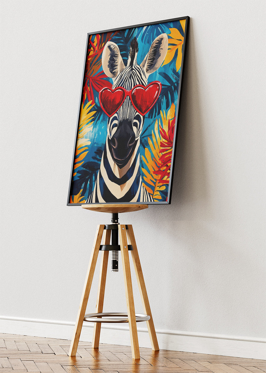 Stylish Zebra Heart Glasses Canvas & Poster Print – AI PRINT LAB