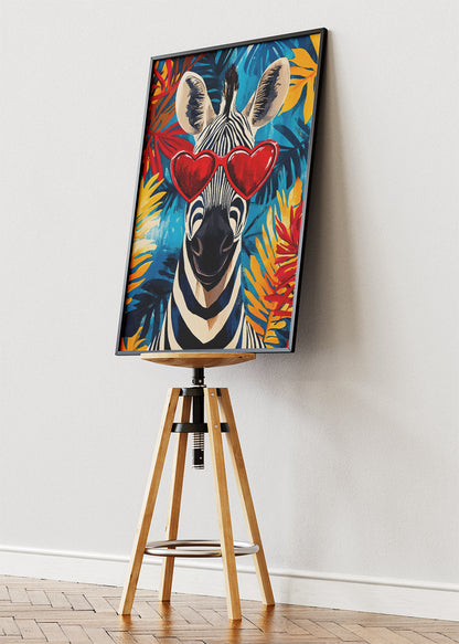 Stylish Zebra Heart Glasses Canvas & Poster Print – AI PRINT LAB