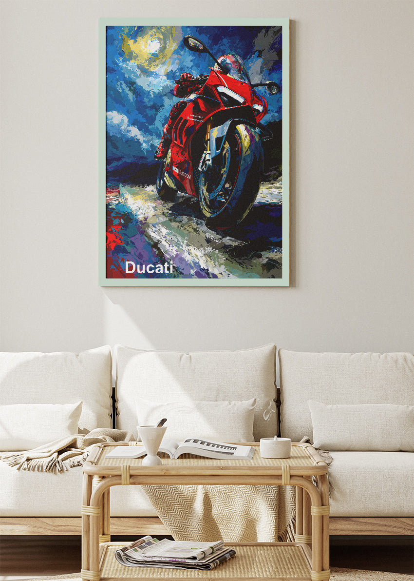 Ducati Night Rider Speed Art Poster & Canvas