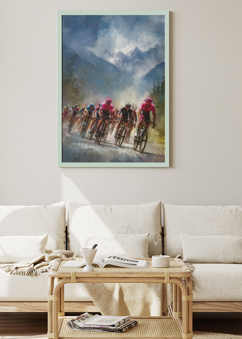 Mountain Peloton Cycling Art Print & Canvas – High Alpine Charge