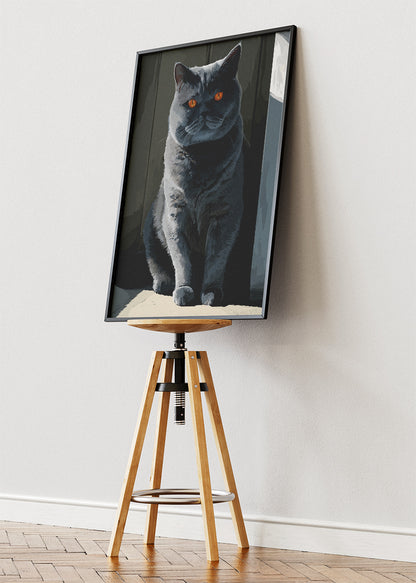 Majestic Grey Cat Canvas Print & Poster – Elegant Cat Wall Art – AI PRINT LAB