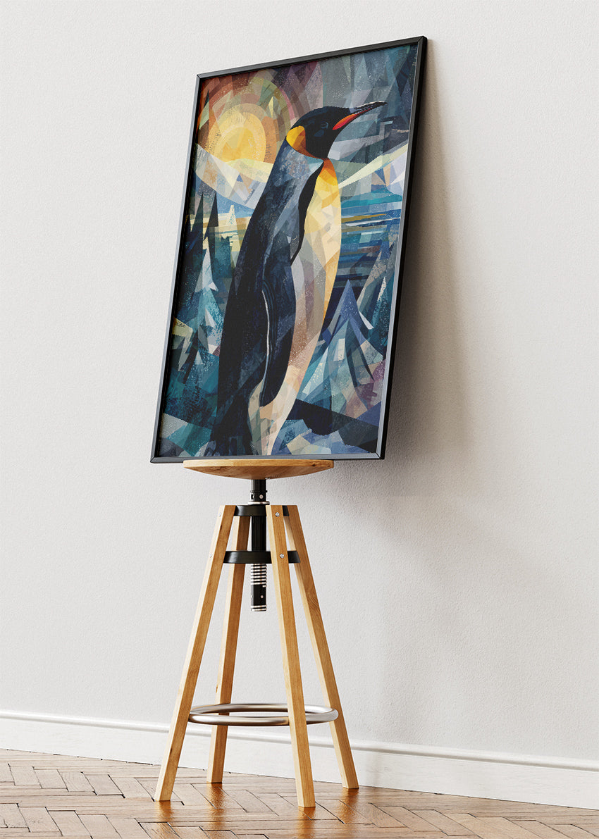 Geometric Emperor Penguin Canvas Print & Poster – Modern Arctic Wildlife Wall Art – AI PRINT LAB