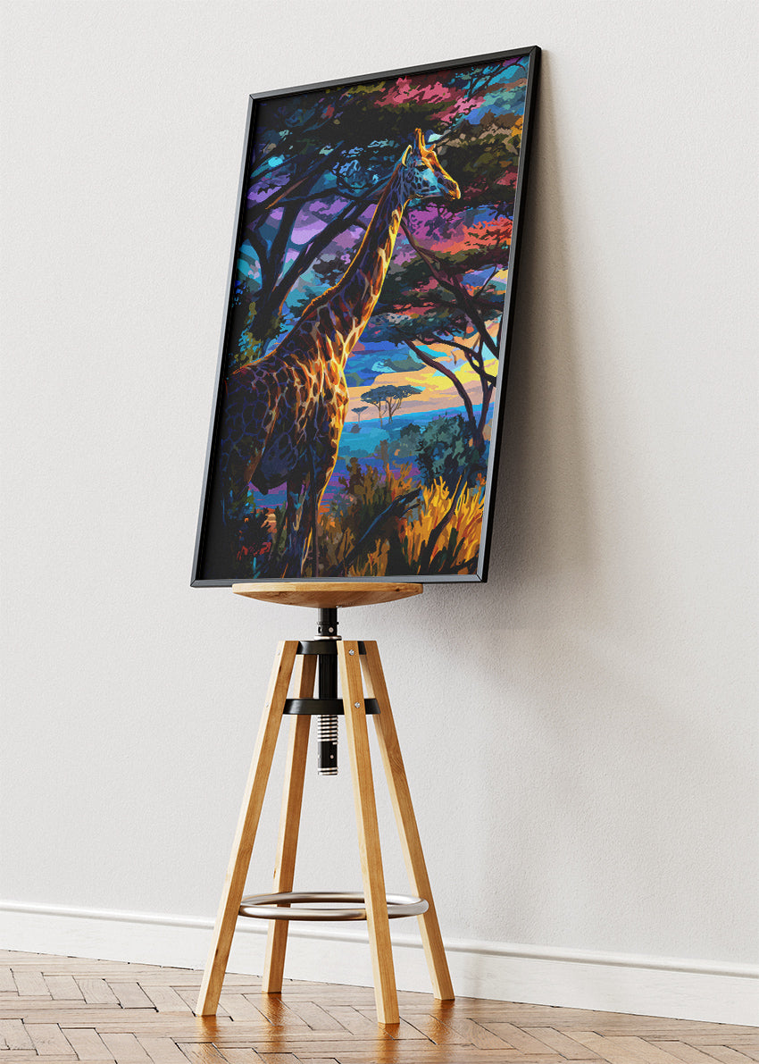 Colorful Safari Giraffe Canvas Print & Poster – Vibrant African Wildlife Wall Art – AI PRINT LAB