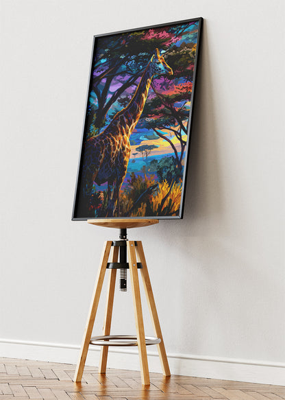 Colorful Safari Giraffe Canvas Print & Poster – Vibrant African Wildlife Wall Art – AI PRINT LAB