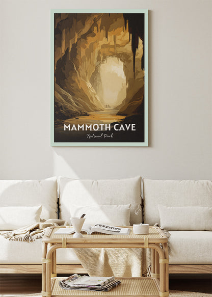 Mammoth Cave National Park Poster & Canvas Print – Illustrated Underground Cavern Wall Art