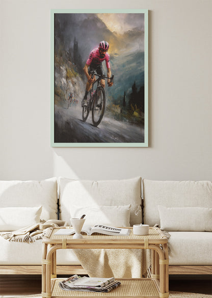 Solo Mountain Breakaway Cycling Art Print & Canvas – The Leader’s Ascent
