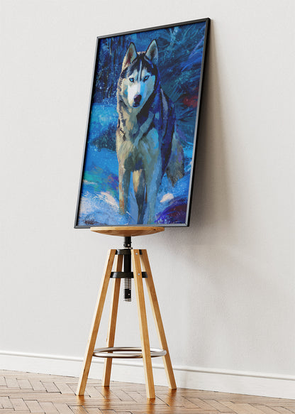 Majestic Siberian Husky Canvas Print & Poster – Winter Wolf Style Dog Wall Art – AI PRINT LAB
