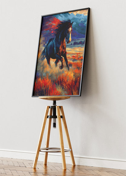 Majestic Running Horse Canvas Print & Poster – Wild Stallion Landscape Wall Art – AI PRINT LAB