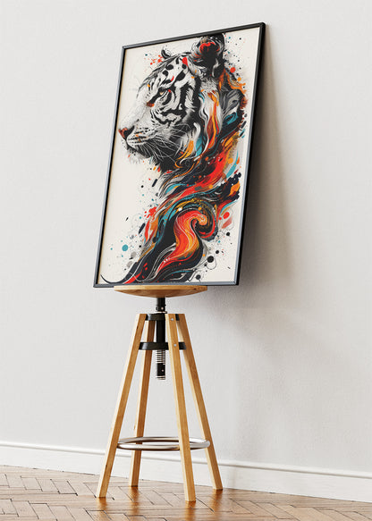 Abstract White Tiger Canvas Print & Poster – Modern Ink Splash Tiger Wall Art – AI PRINT LAB