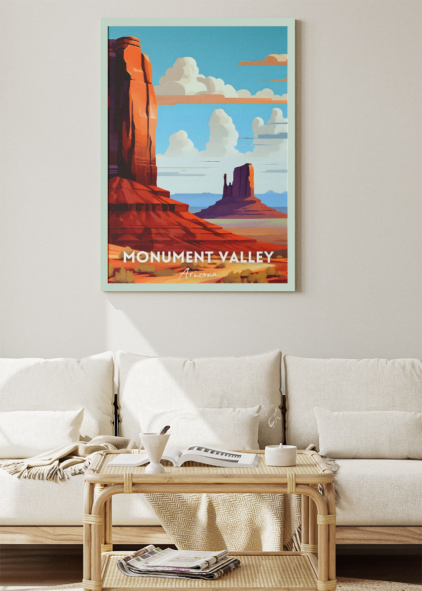 Monument Valley Arizona Poster & Canvas Print – Illustrated Desert Landscape Wall Art