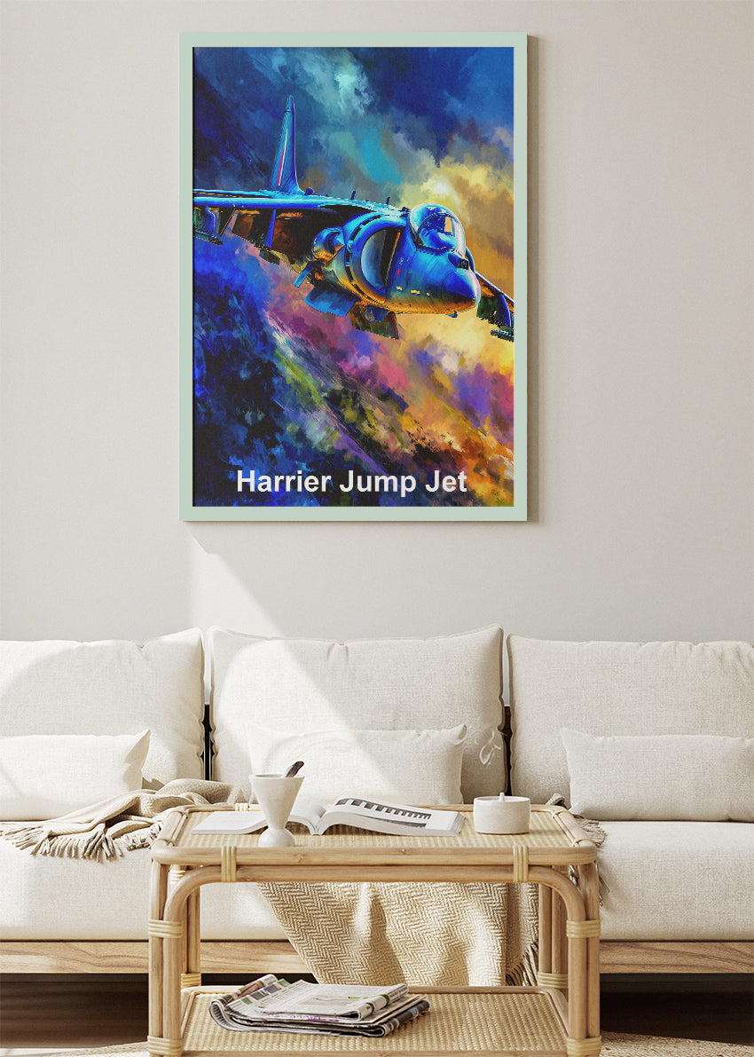 Harrier Jump Jet Poster & Canvas Print – Vibrant Aviation Wall Art