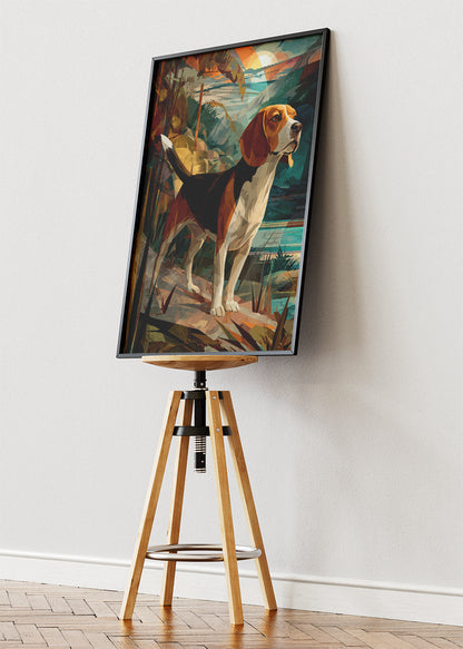 Beagle Dog Landscape Canvas Print & Poster – Artistic Nature Dog Wall Art – AI PRINT LAB