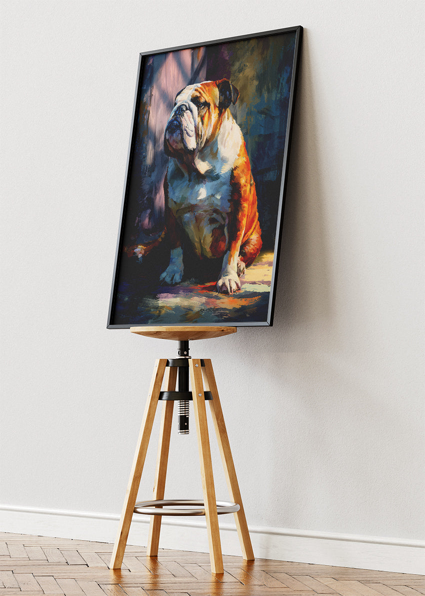 English Bulldog Portrait Canvas Print & Poster – Artistic Bulldog Wall Art – AI PRINT LAB