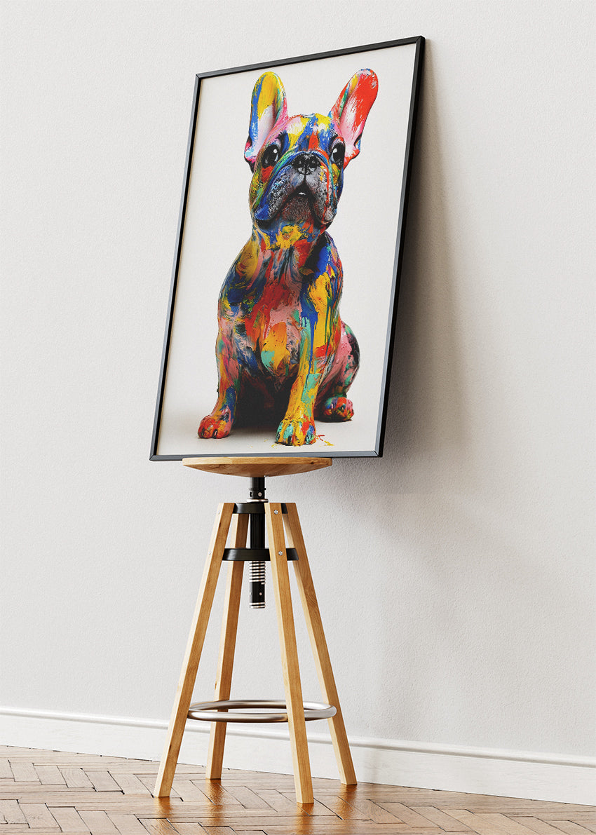 Colorful French Bulldog Canvas Print & Poster – Pop Art Paint Splash Dog Wall Art – AI PRINT LAB