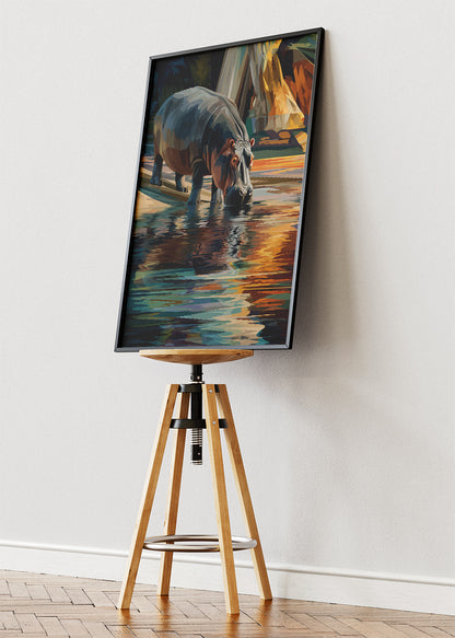 African Hippopotamus Canvas Print & Poster – Artistic Safari Wildlife Wall Art – AI PRINT LAB