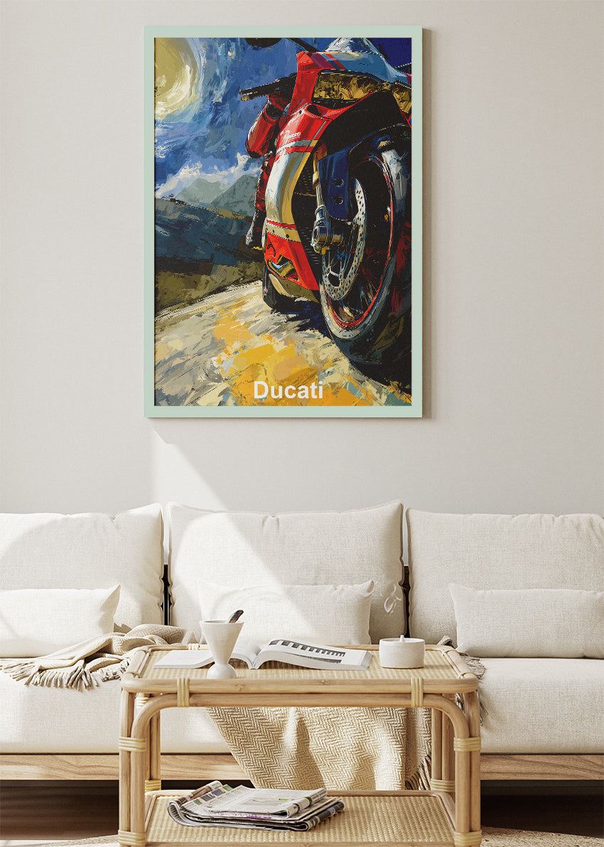 Ducati Sunlit Power Performance Art Poster & Canvas