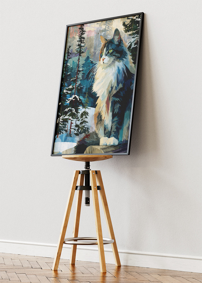 Snow Forest Cat Canvas Print & Poster – Winter Nature Feline Wall Art – AI PRINT LAB
