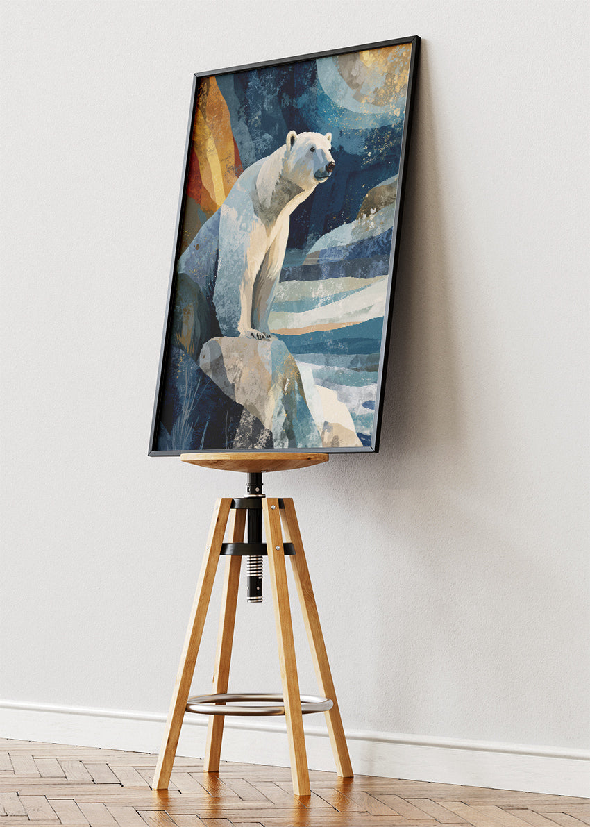 Arctic Polar Bear Canvas Print & Poster – Abstract Winter Wildlife Wall Art – AI PRINT LAB