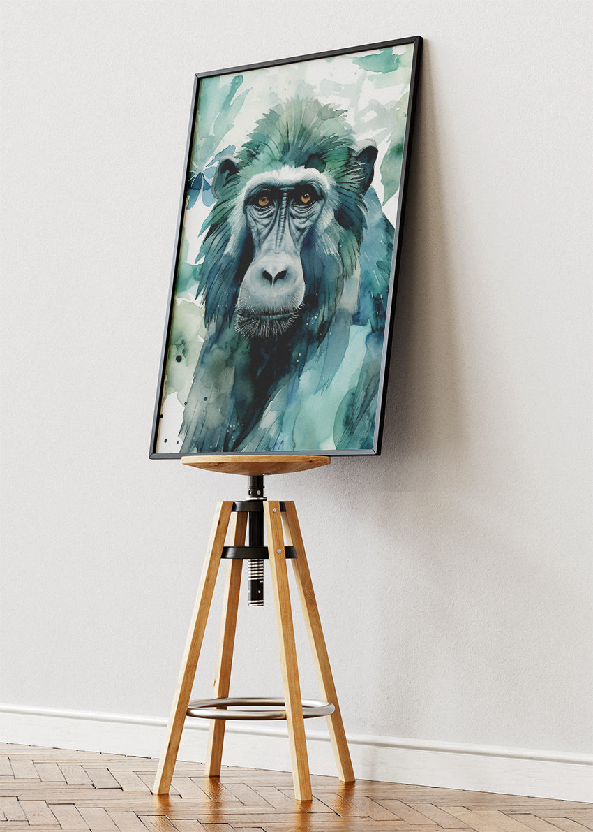 Watercolor Monkey Canvas Print & Poster – Minimal Jungle Animal Wall Art – AI PRINT LAB