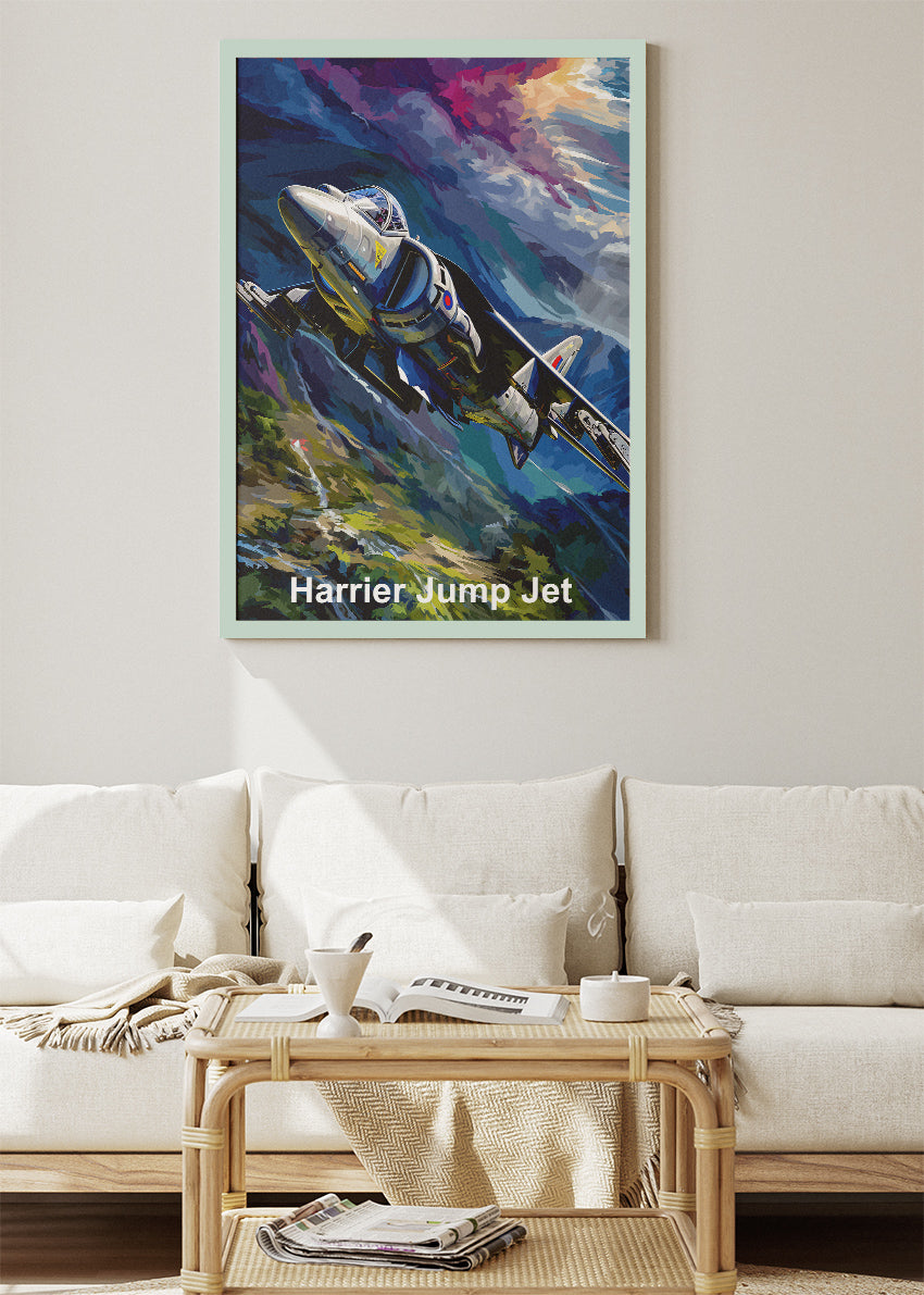 Harrier Jump Jet Poster & Canvas Print – Vibrant Aviation Wall Art