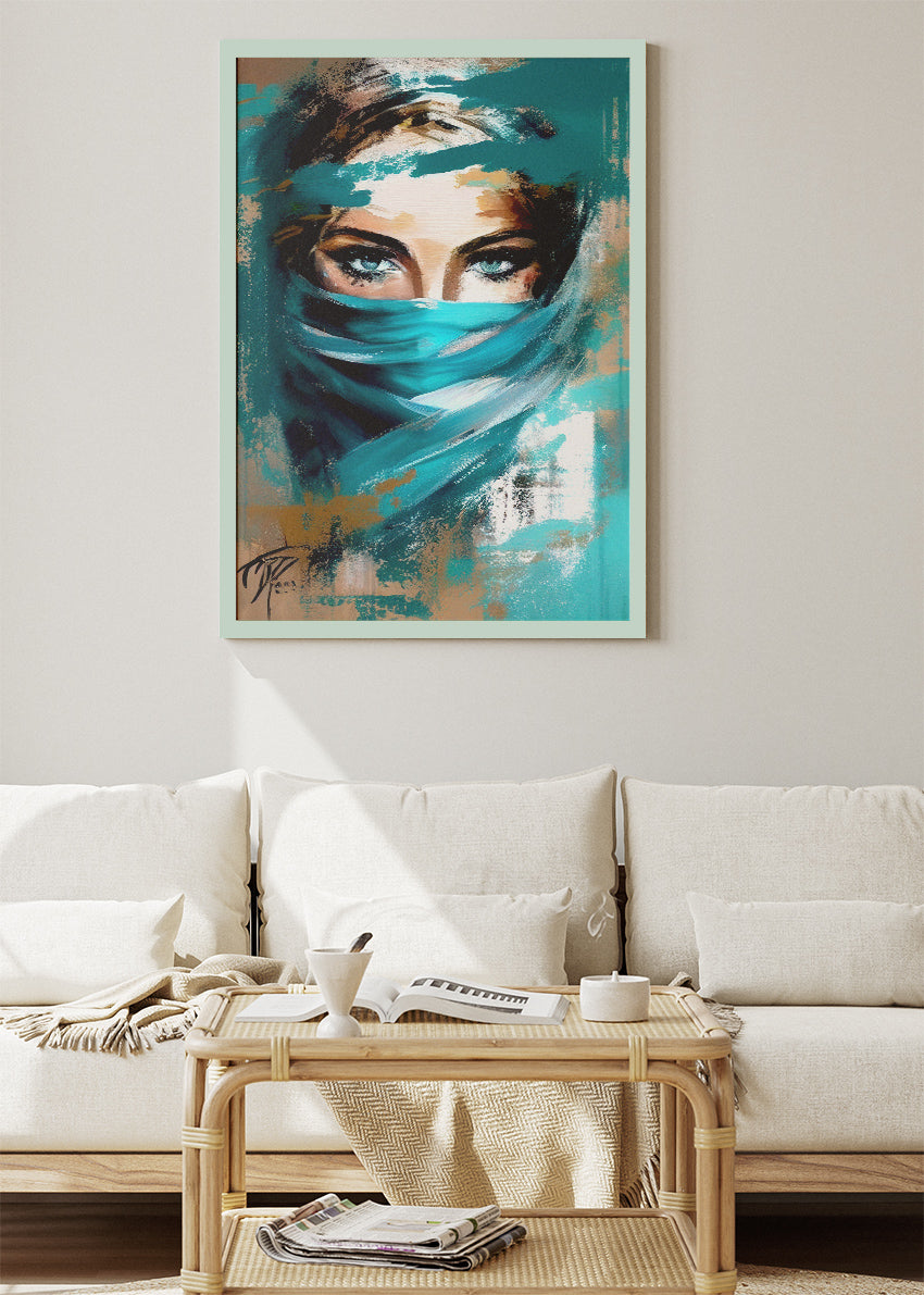 Mystic Teal Eyes Canvas & Poster Print – AI PRINT LAB
