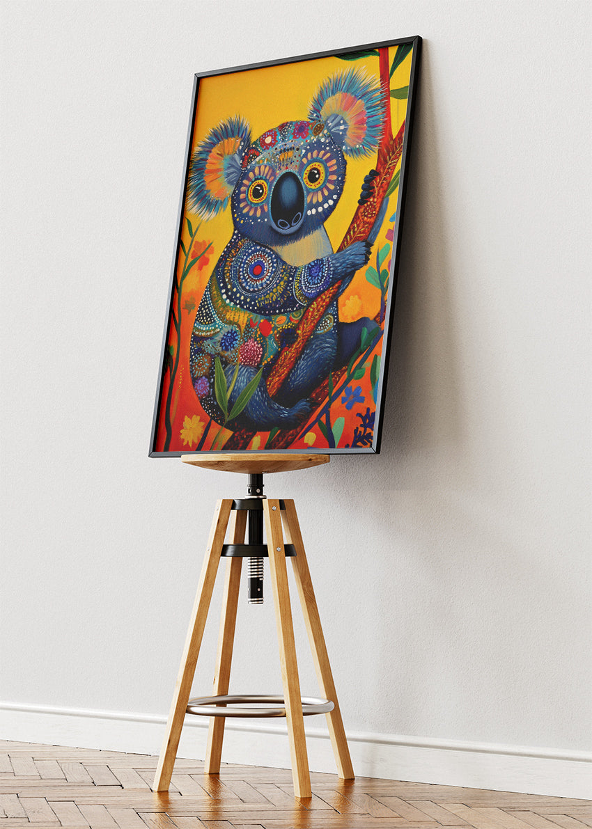 Colorful Tribal Koala Poster & Canvas Print – Vibrant Decorative Animal Art