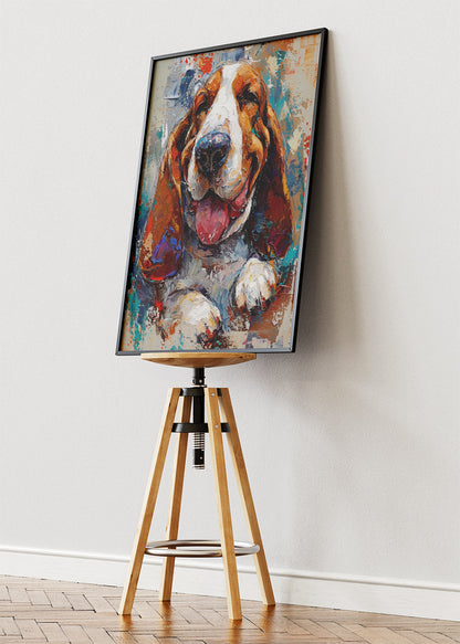Colorful Basset Hound Canvas Print & Poster – Expressive Dog Wall Art – AI PRINT LAB