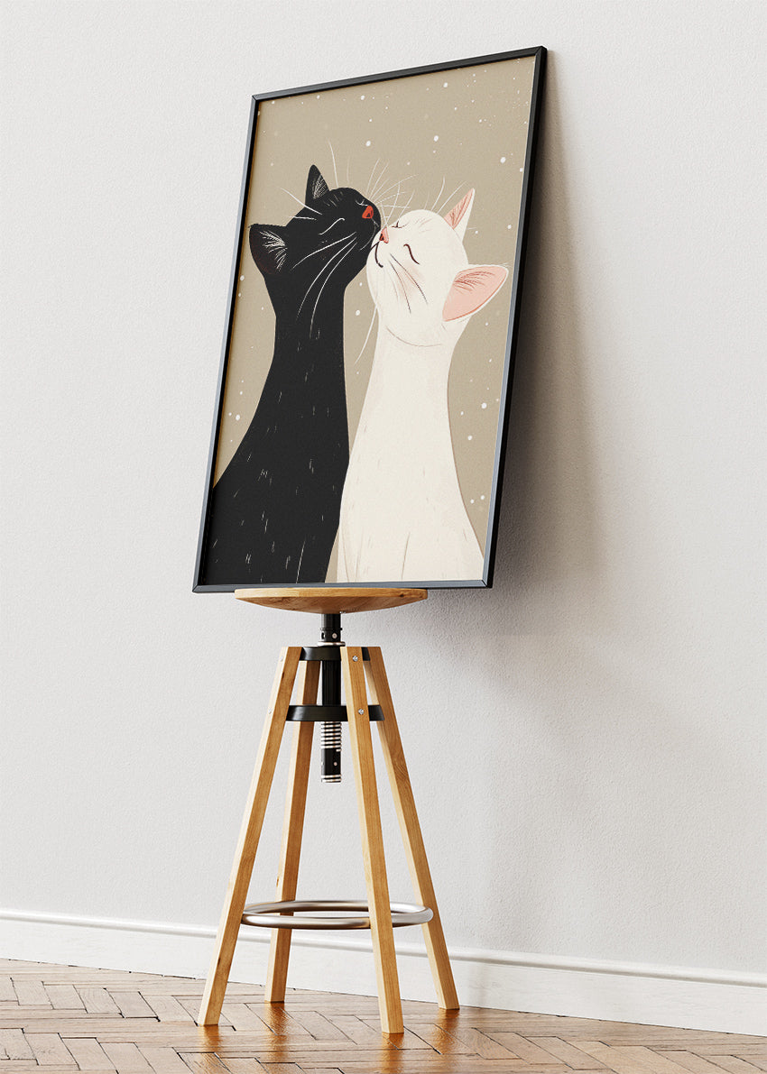 Minimal Cat Love Canvas Print & Poster – Cute Romantic Animal Wall Art – AI PRINT LAB