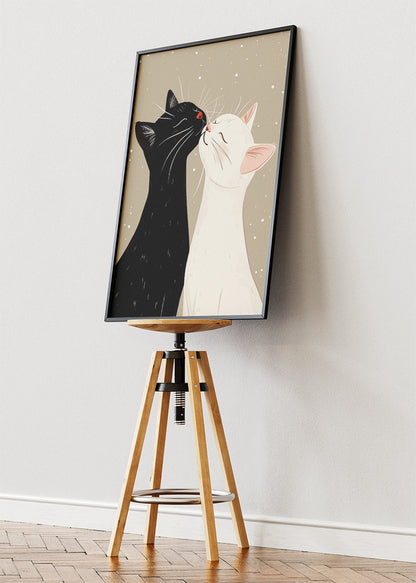 Minimal Cat Love Canvas Print & Poster – Cute Romantic Animal Wall Art – AI PRINT LAB