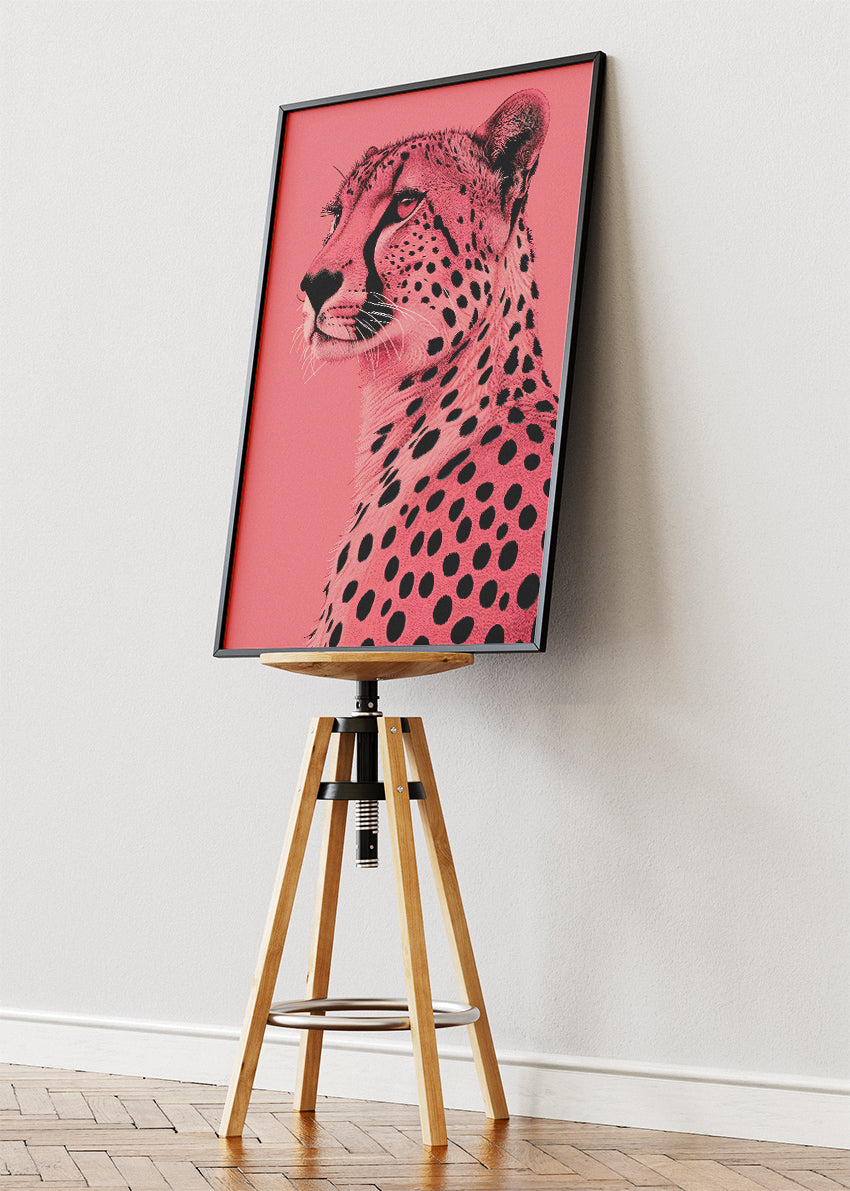 Pink Cheetah Canvas Print & Poster – Modern Minimal Animal Wall Art – AI PRINT LAB