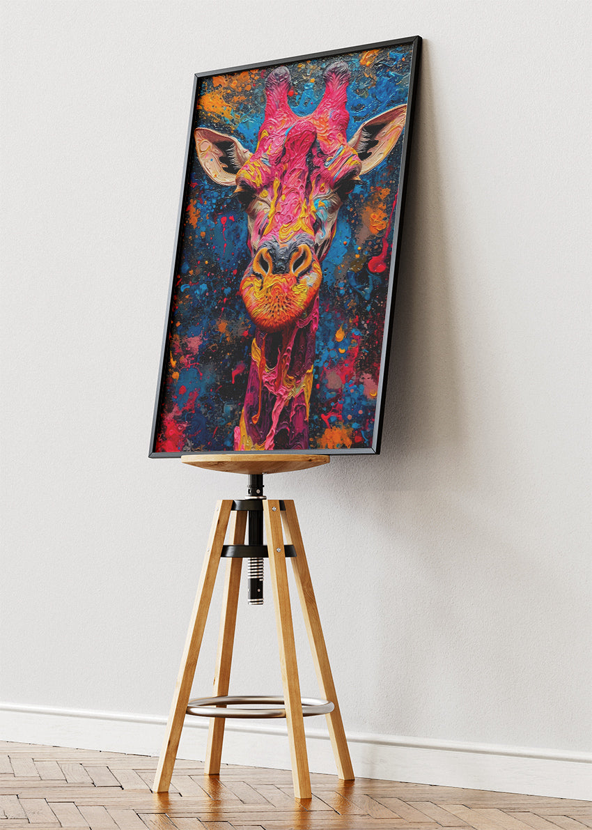 Colorful Giraffe Canvas Print & Poster – Abstract Animal Wall Art – AI PRINT LAB