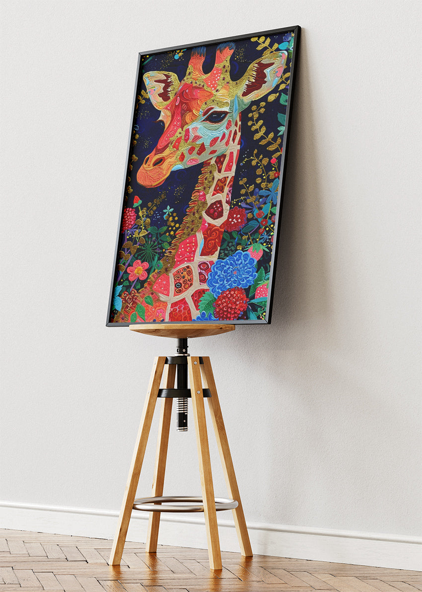 Floral Giraffe Canvas Print & Poster – Decorative Animal Wall Art – AI PRINT LAB