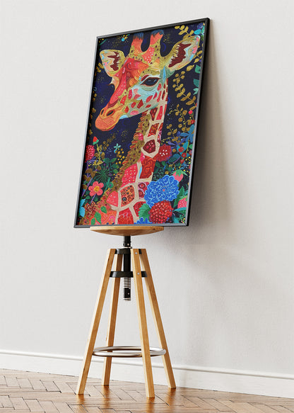 Floral Giraffe Canvas Print & Poster – Decorative Animal Wall Art – AI PRINT LAB